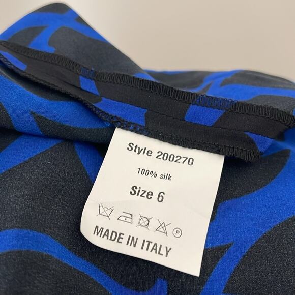 Étienne Aigner Sleeveless Silk Blouse Top Blue Black  Size Various - Picture 10 of 12